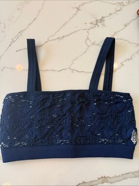 Free People Movement Navy Floral Bralette with Double Straps SZ M/L